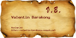 Valentin Barakony névjegykártya